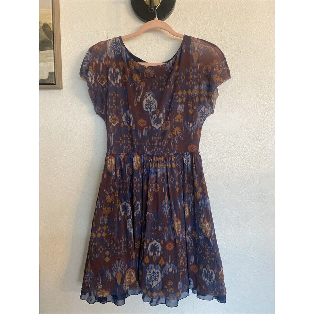 Anthropologie‎ Weston Wear Caraz Ikat Dress Small Fit And Flare Tulle Fairy Boho